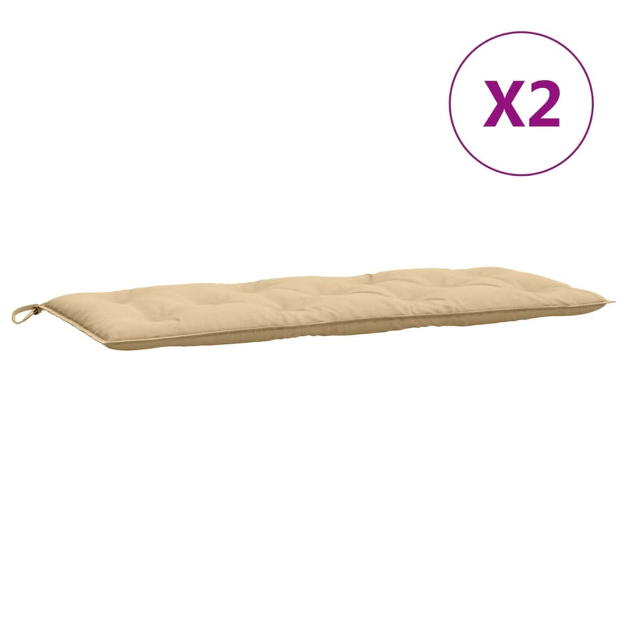 Tuinbankkussens 2 st 120x50x7 cm stof gemêleerd beige