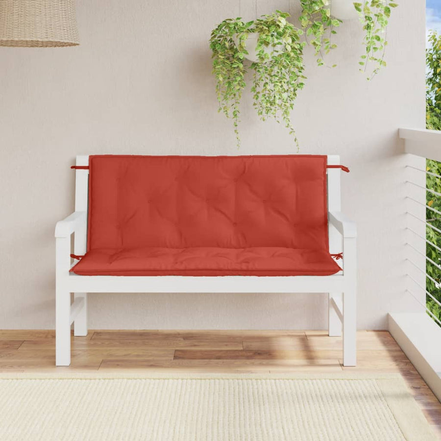 Tuinbankkussens 2 st 120x50x7 cm stof gemêleerd rood