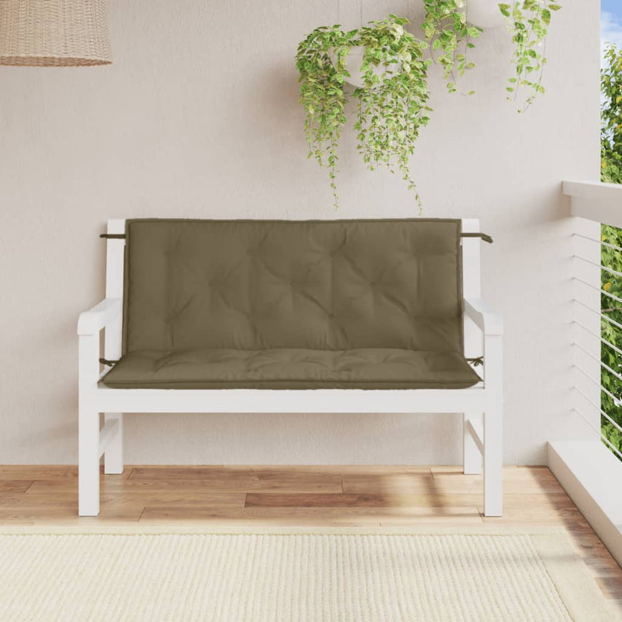 Tuinbankkussens 2 st 120x50x7 cm stof gemêleerd taupe