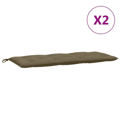 Tuinbankkussens 2 st 120x50x7 cm stof gemêleerd taupe