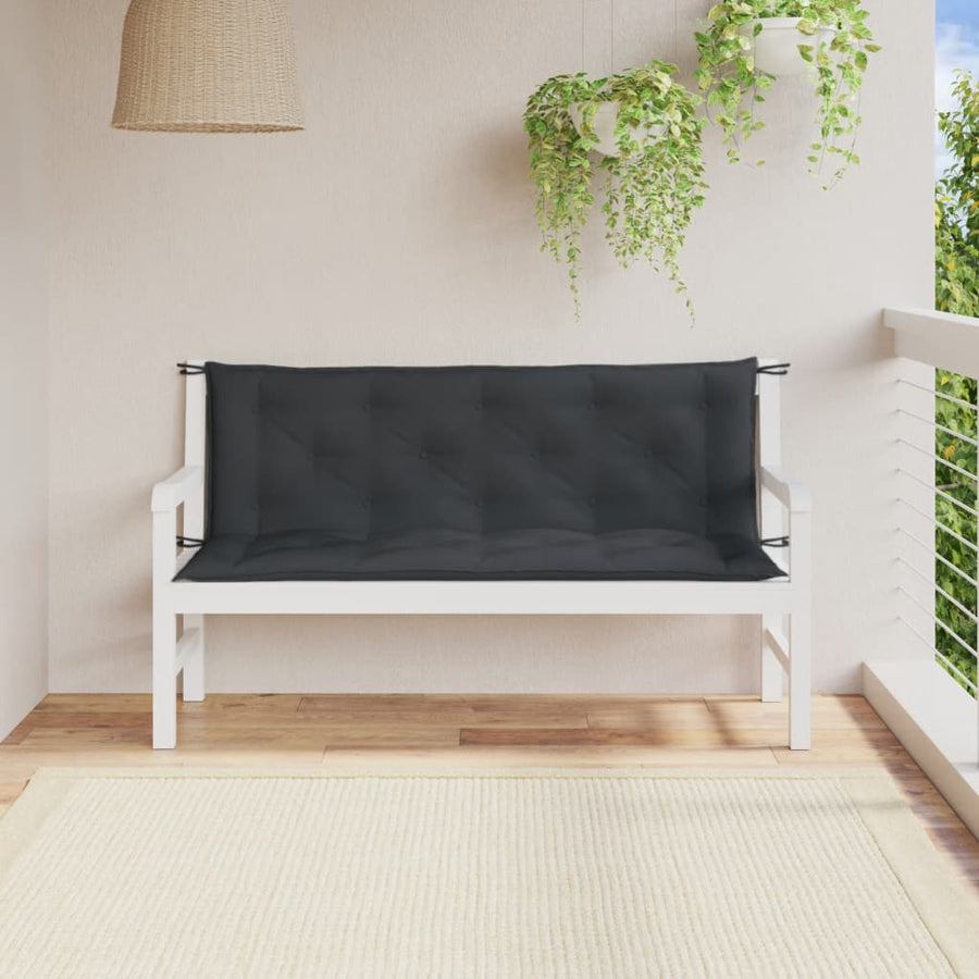 Tuinbankkussens 2 st 150x50x7 cm stof gemêleerd antracietkleur