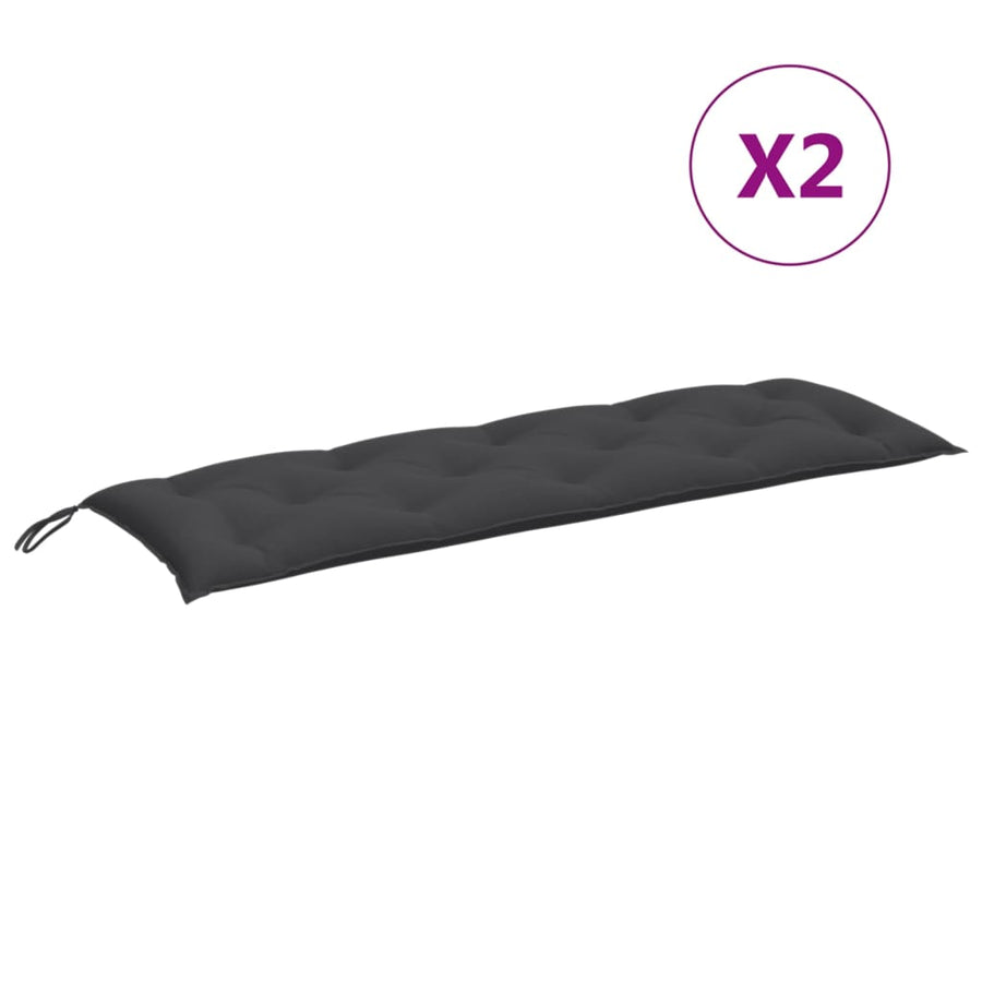 Tuinbankkussens 2 st 150x50x7 cm stof gemêleerd antracietkleur