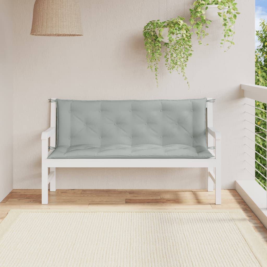 Tuinbankkussens 2 st 150x50x7 cm stof gemêleerd lichtgrijs