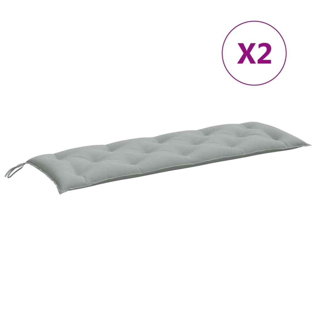 Tuinbankkussens 2 st 150x50x7 cm stof gemêleerd lichtgrijs
