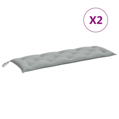 Tuinbankkussens 2 st 150x50x7 cm stof gemêleerd lichtgrijs