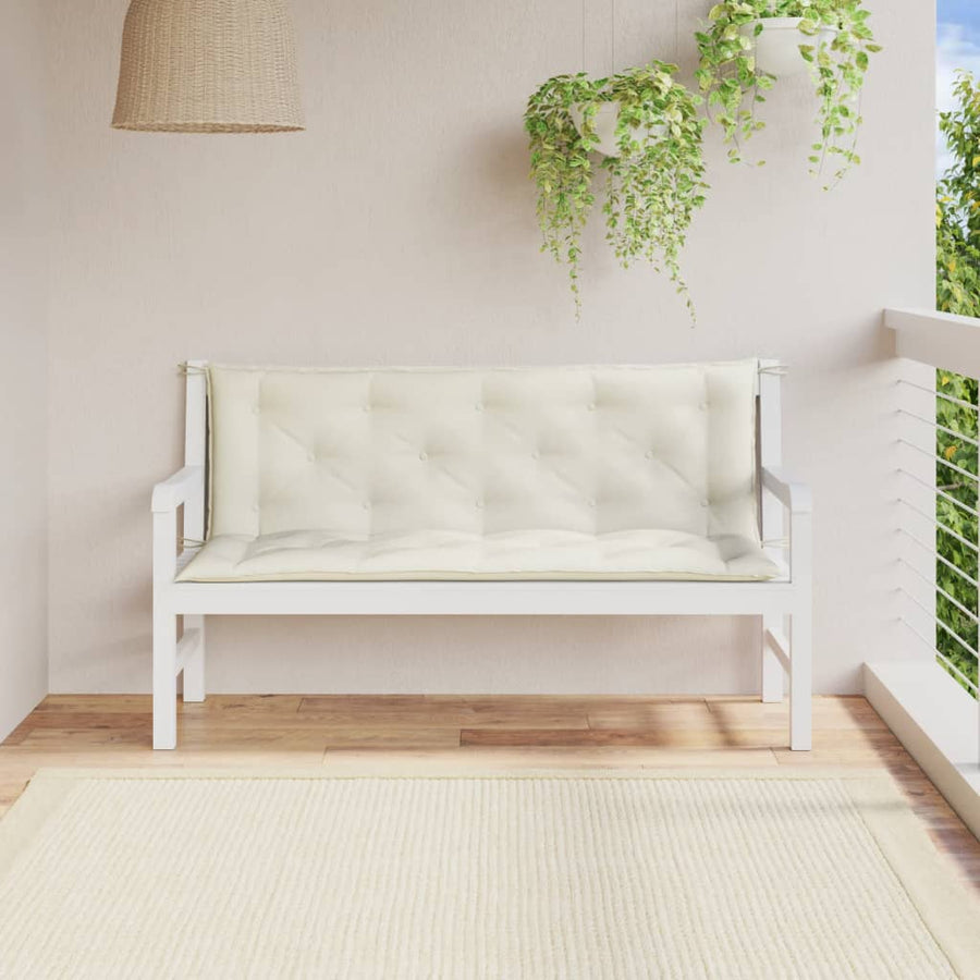 Tuinbankkussens 2 st 150x50x7 cm stof gemêleerd crèmekleurig