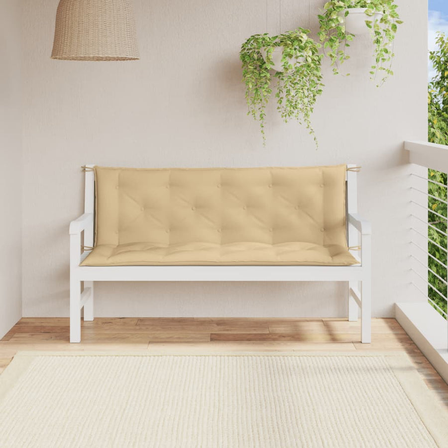 Tuinbankkussens 2 st 150x50x7 cm stof gemêleerd beige