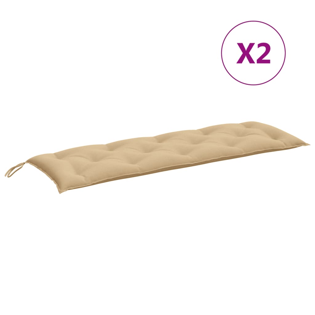 Tuinbankkussens 2 st 150x50x7 cm stof gemêleerd beige