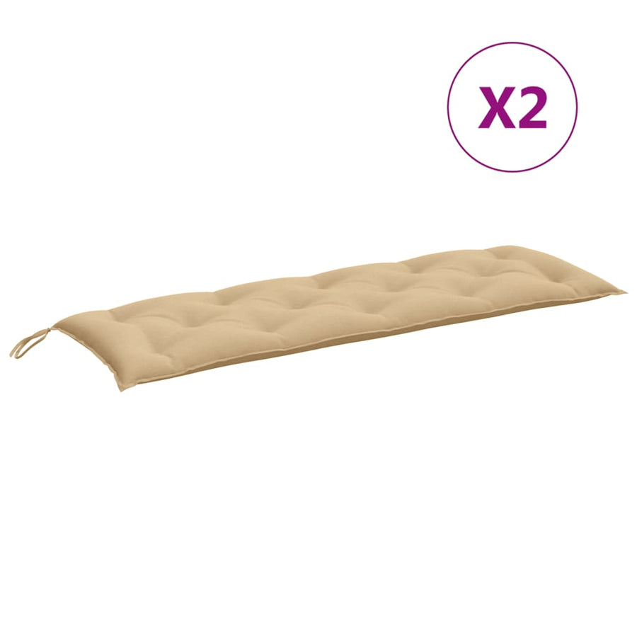 Tuinbankkussens 2 st 150x50x7 cm stof gemêleerd beige