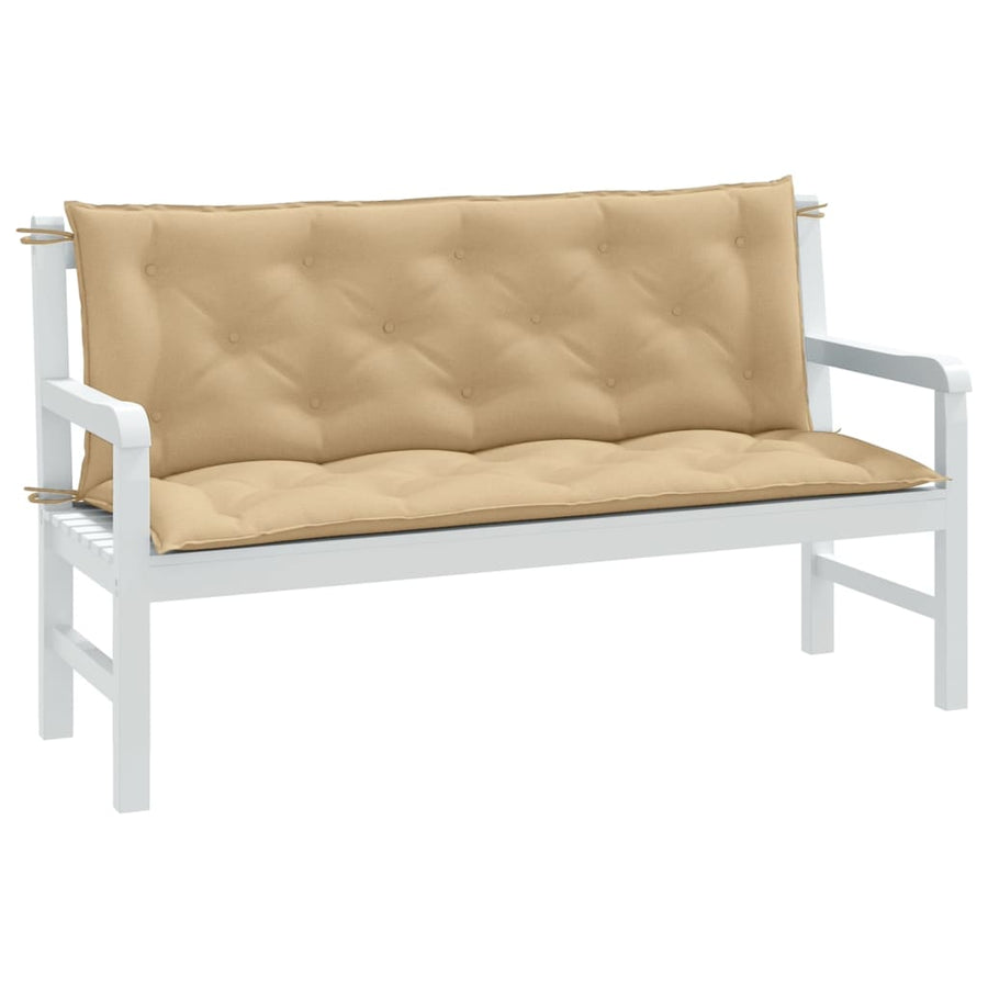 Tuinbankkussens 2 st 150x50x7 cm stof gemêleerd beige
