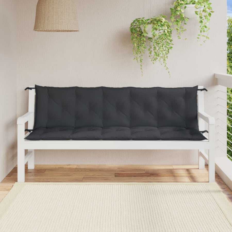 Tuinbankkussens 2 st 180x50x7 cm stof gemêleerd antracietkleur
