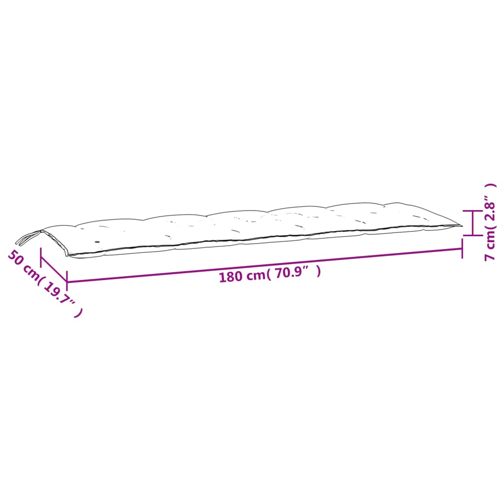 Tuinbankkussens 2 st 180x50x7 cm stof gemêleerd antracietkleur
