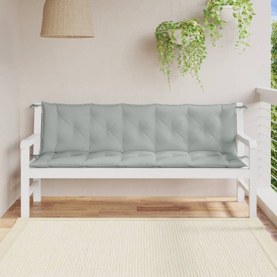 Tuinbankkussens 2 st 180x50x7 cm stof gemêleerd lichtgrijs
