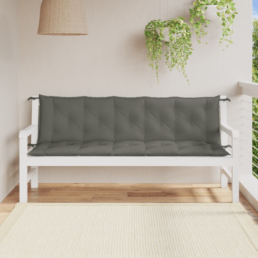 Tuinbankkussens 2 st 180x50x7 cm stof gemêleerd donkergrijs