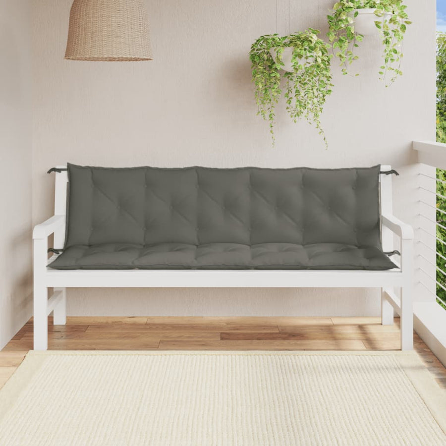 Tuinbankkussens 2 st 180x50x7 cm stof gemêleerd donkergrijs