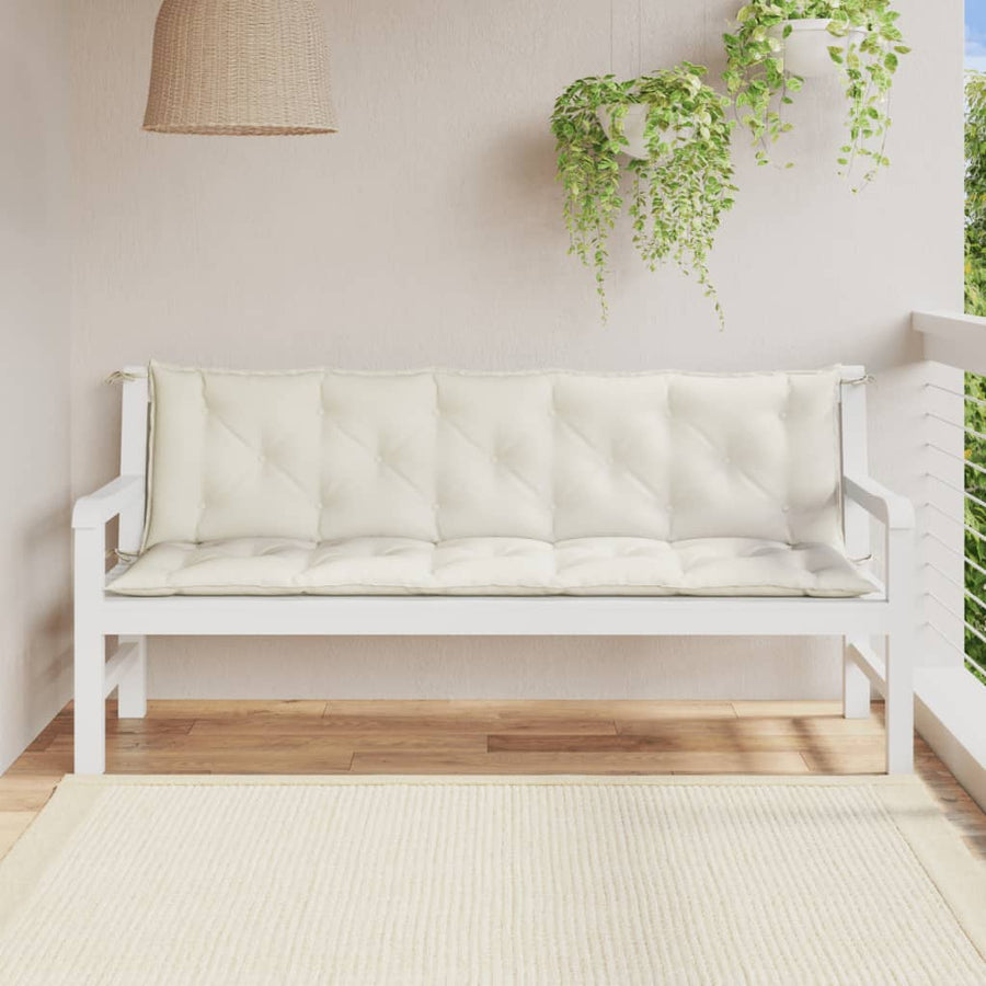 Tuinbankkussens 2 st 180x50x7 cm stof gemêleerd crèmekleurig