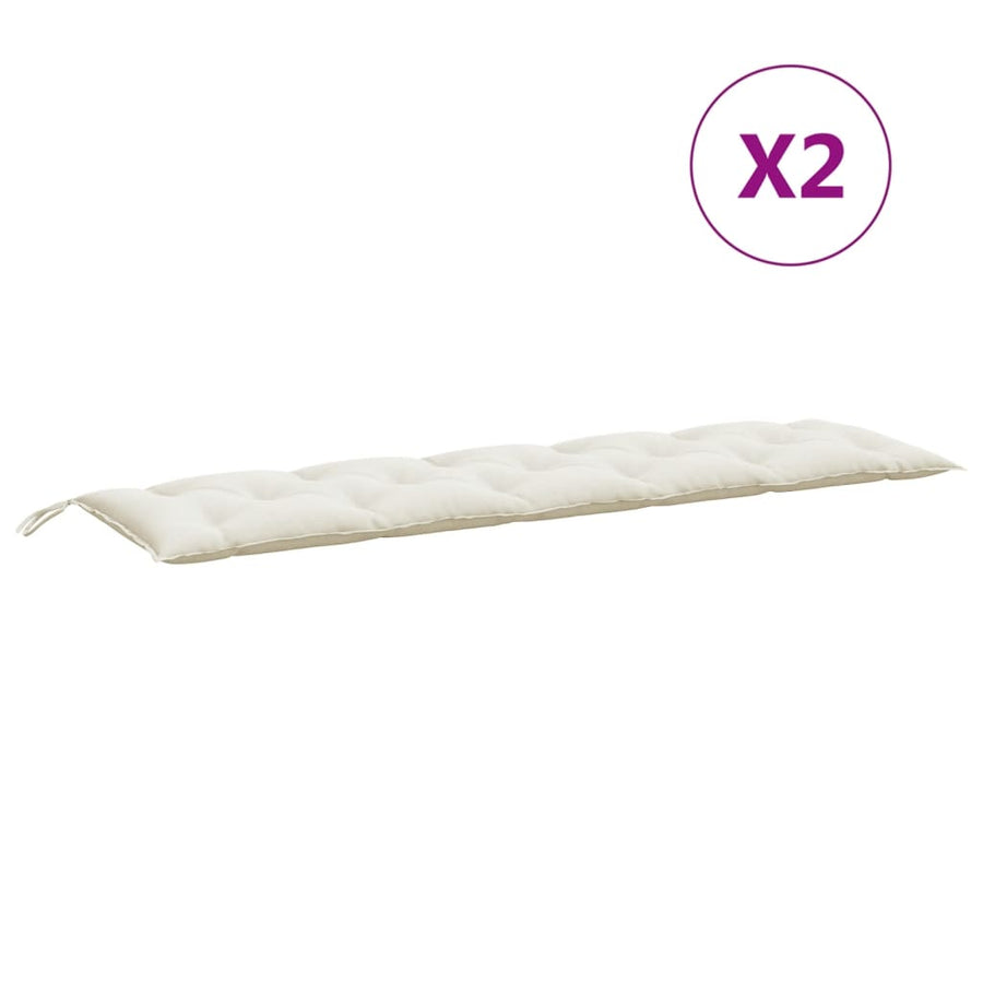 Tuinbankkussens 2 st 180x50x7 cm stof gemêleerd crèmekleurig