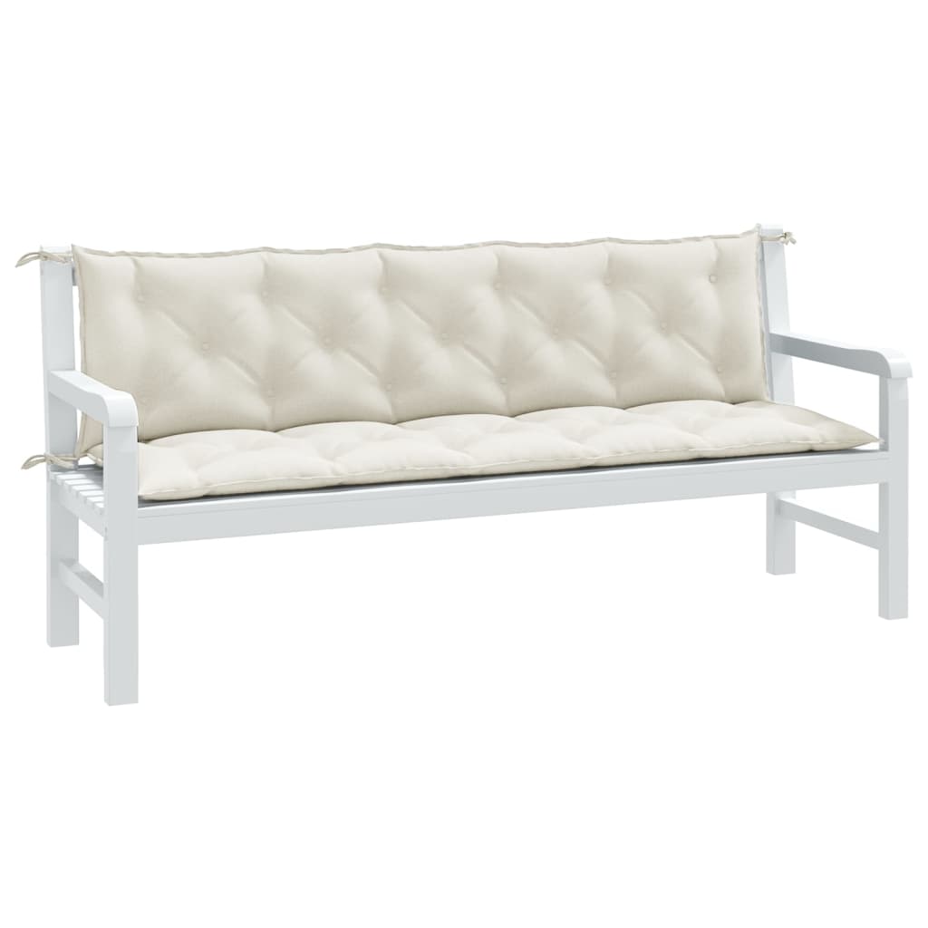 Tuinbankkussens 2 st 180x50x7 cm stof gemêleerd crèmekleurig