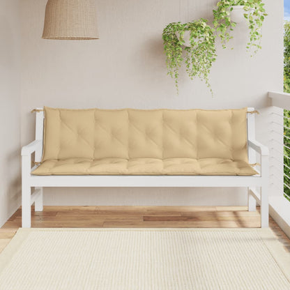 Tuinbankkussens 2 st 180x50x7 cm stof gemêleerd beige