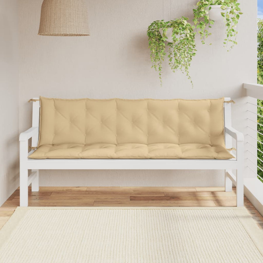 Tuinbankkussens 2 st 180x50x7 cm stof gemêleerd beige