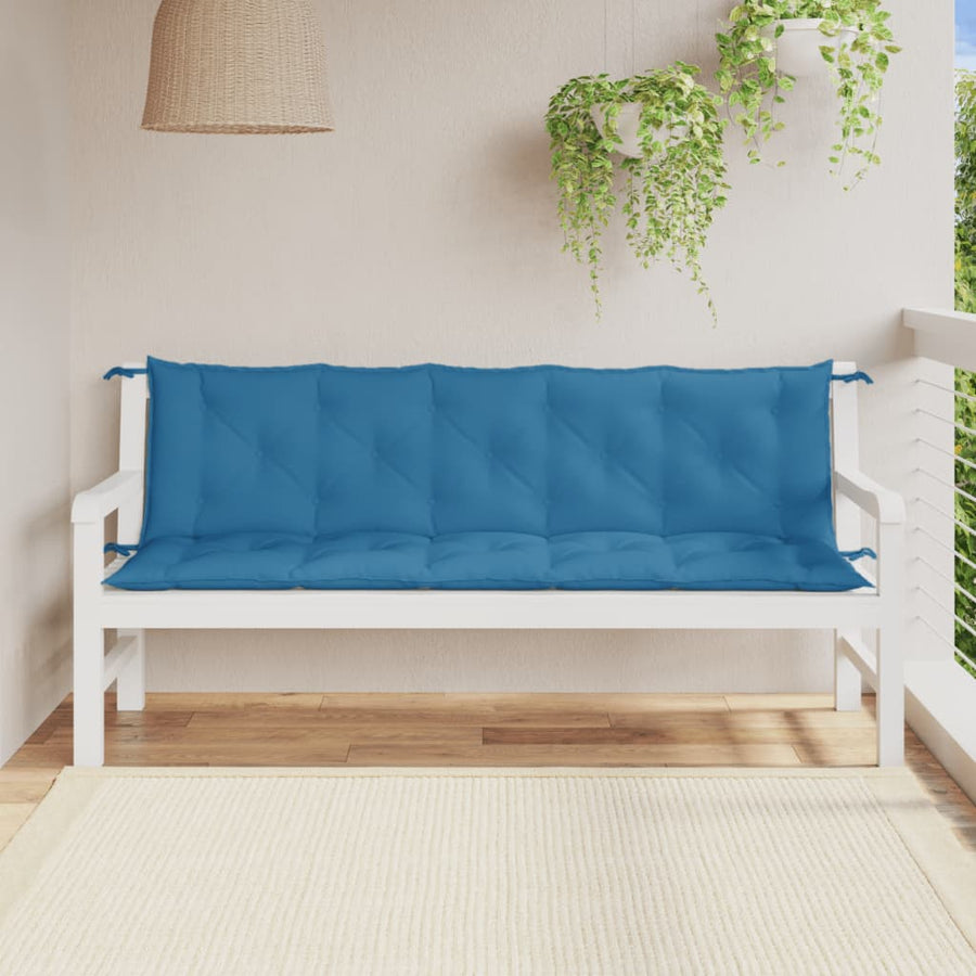 Tuinbankkussens 2 st 180x50x7 cm stof gemêleerd blauw