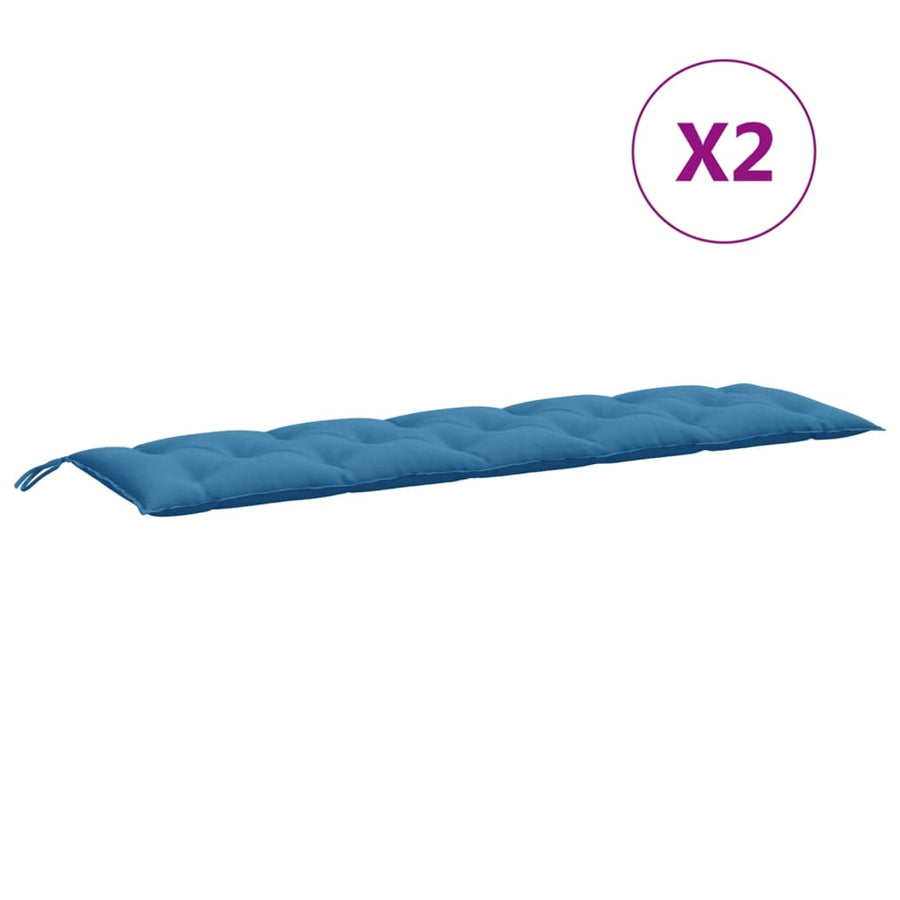 Tuinbankkussens 2 st 180x50x7 cm stof gemêleerd blauw