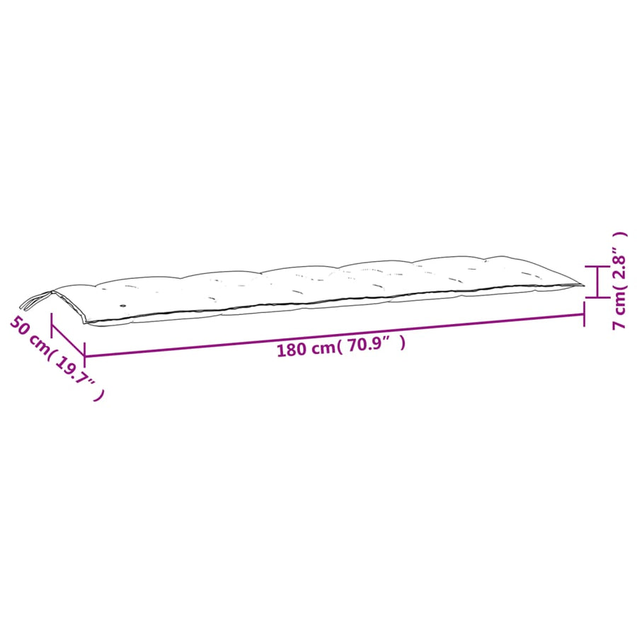 Tuinbankkussens 2 st 180x50x7 cm stof gemêleerd blauw