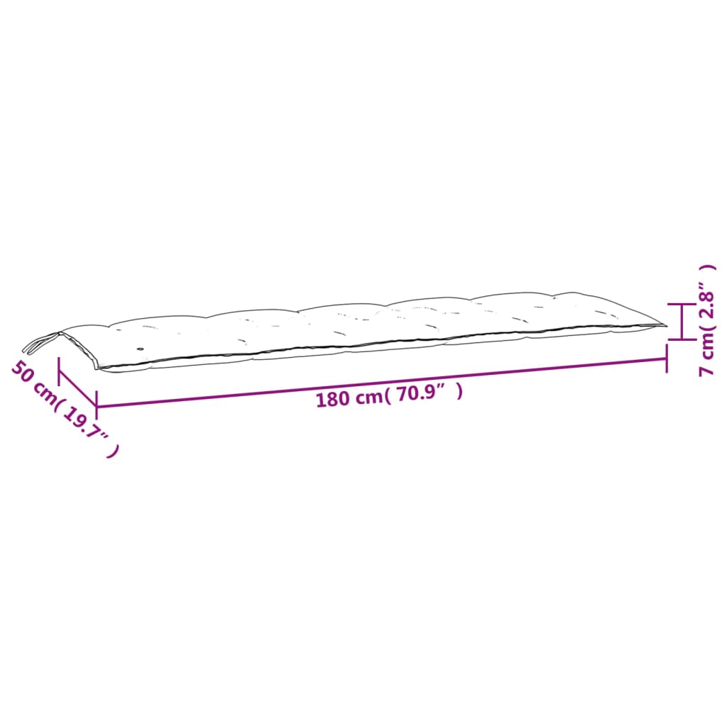 Tuinbankkussens 2 st 180x50x7 cm stof gemêleerd groen
