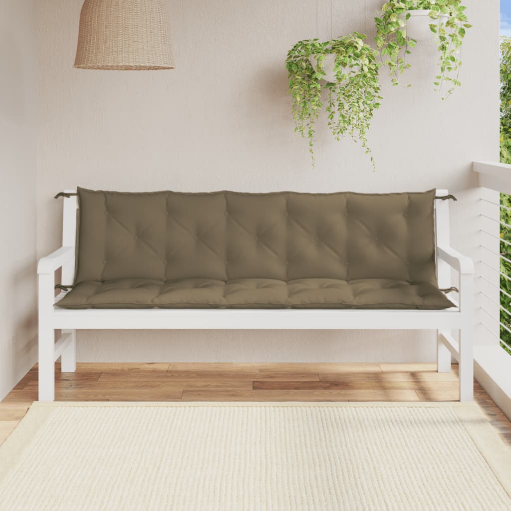 Tuinbankkussens 2 st 180x50x7 cm stof gemêleerd taupe