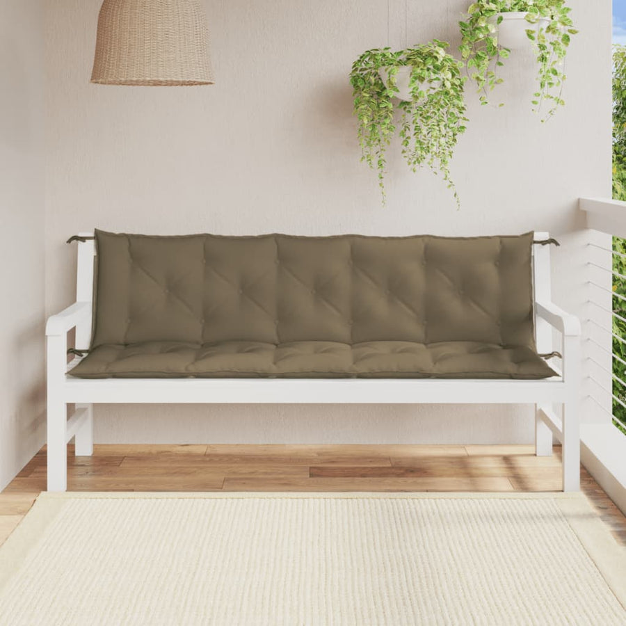 Tuinbankkussens 2 st 180x50x7 cm stof gemêleerd taupe