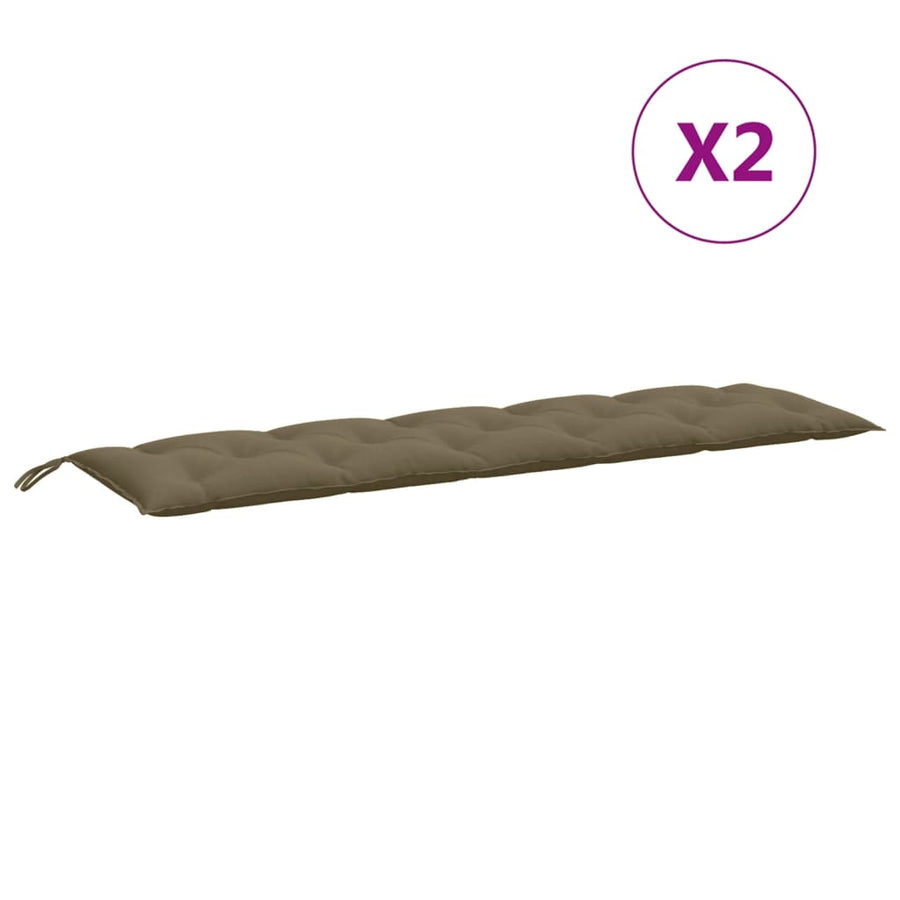 Tuinbankkussens 2 st 180x50x7 cm stof gemêleerd taupe