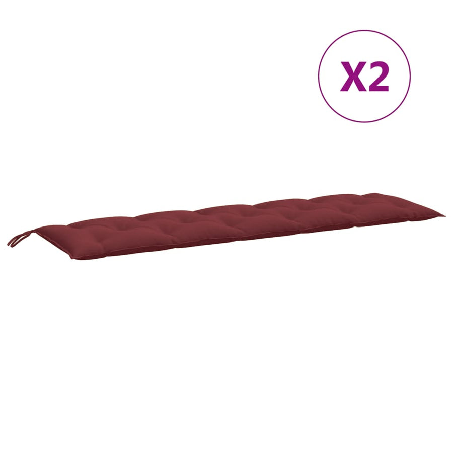 Tuinbankkussens 2 st 180x50x7 cm stof gemêleerd wijnrood