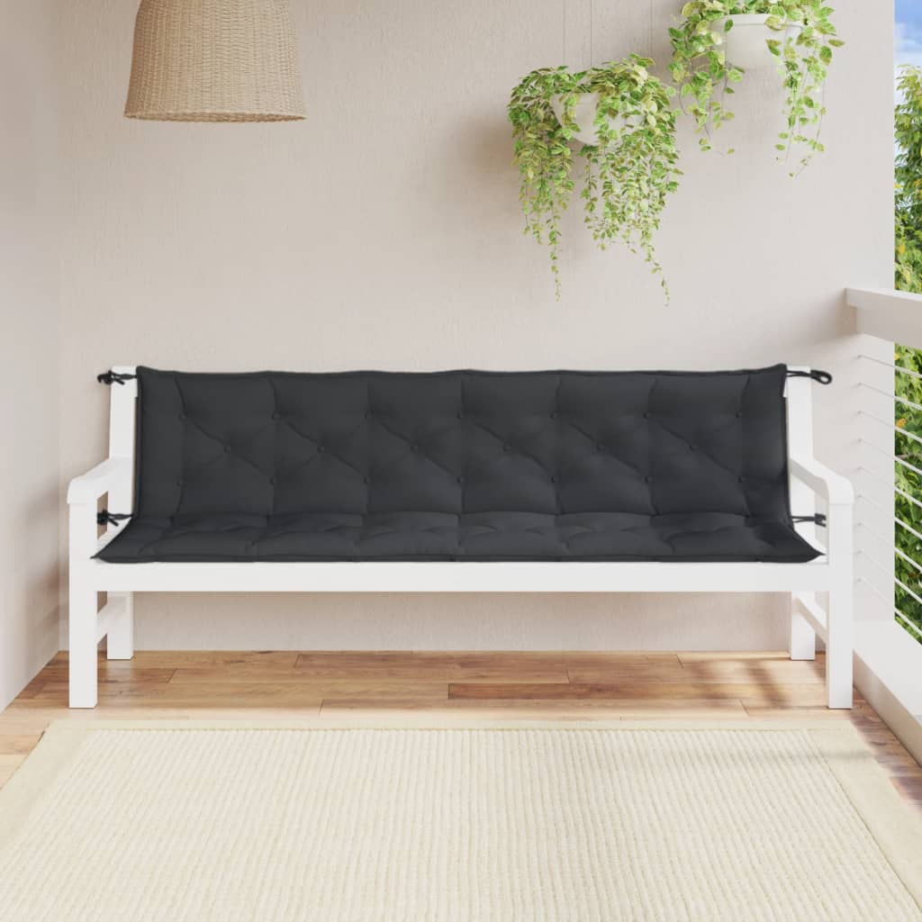 Tuinbankkussens 2 st 200x50x7 cm stof gemêleerd antracietkleur