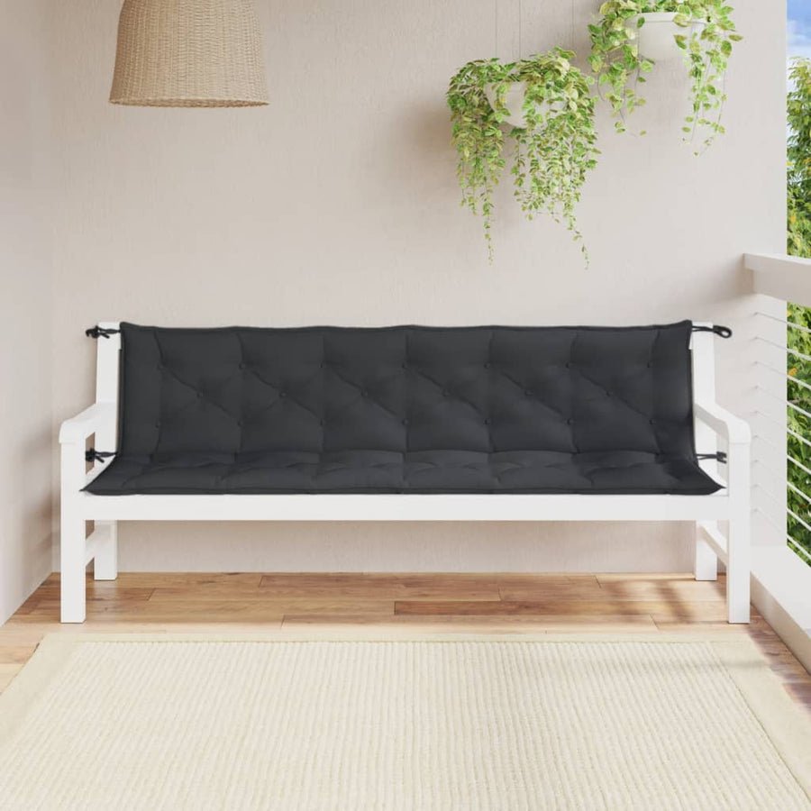 Tuinbankkussens 2 st 200x50x7 cm stof gemêleerd antracietkleur