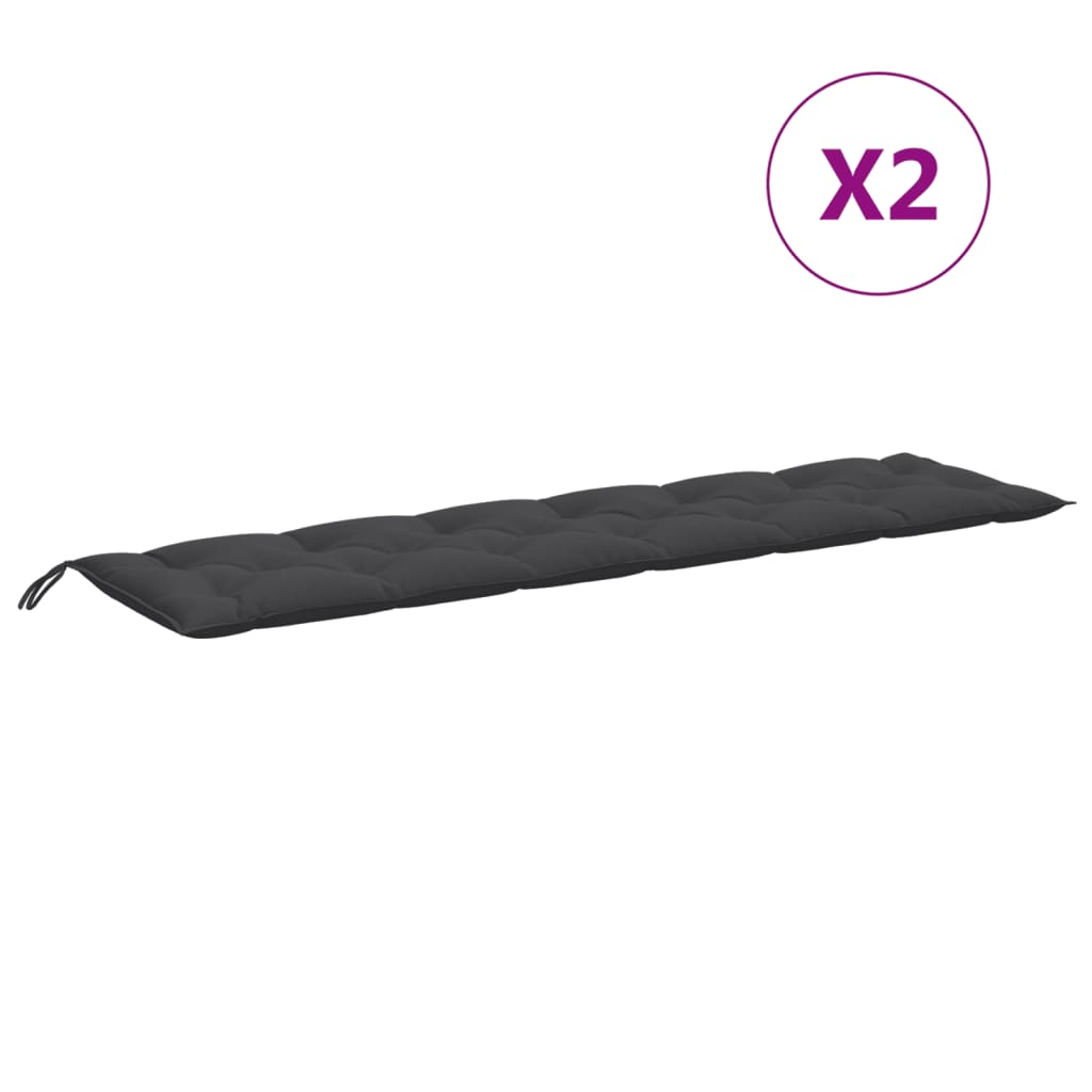 Tuinbankkussens 2 st 200x50x7 cm stof gemêleerd antracietkleur
