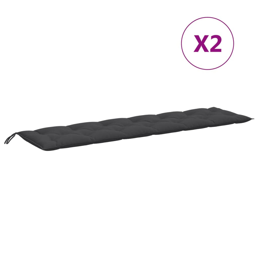 Tuinbankkussens 2 st 200x50x7 cm stof gemêleerd antracietkleur
