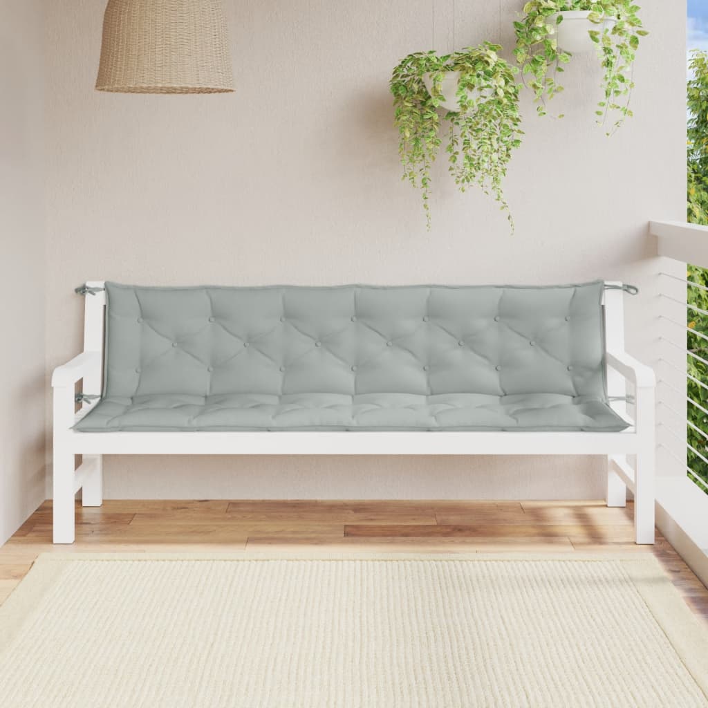 Tuinbankkussens 2 st 200x50x7 cm stof gemêleerd lichtgrijs