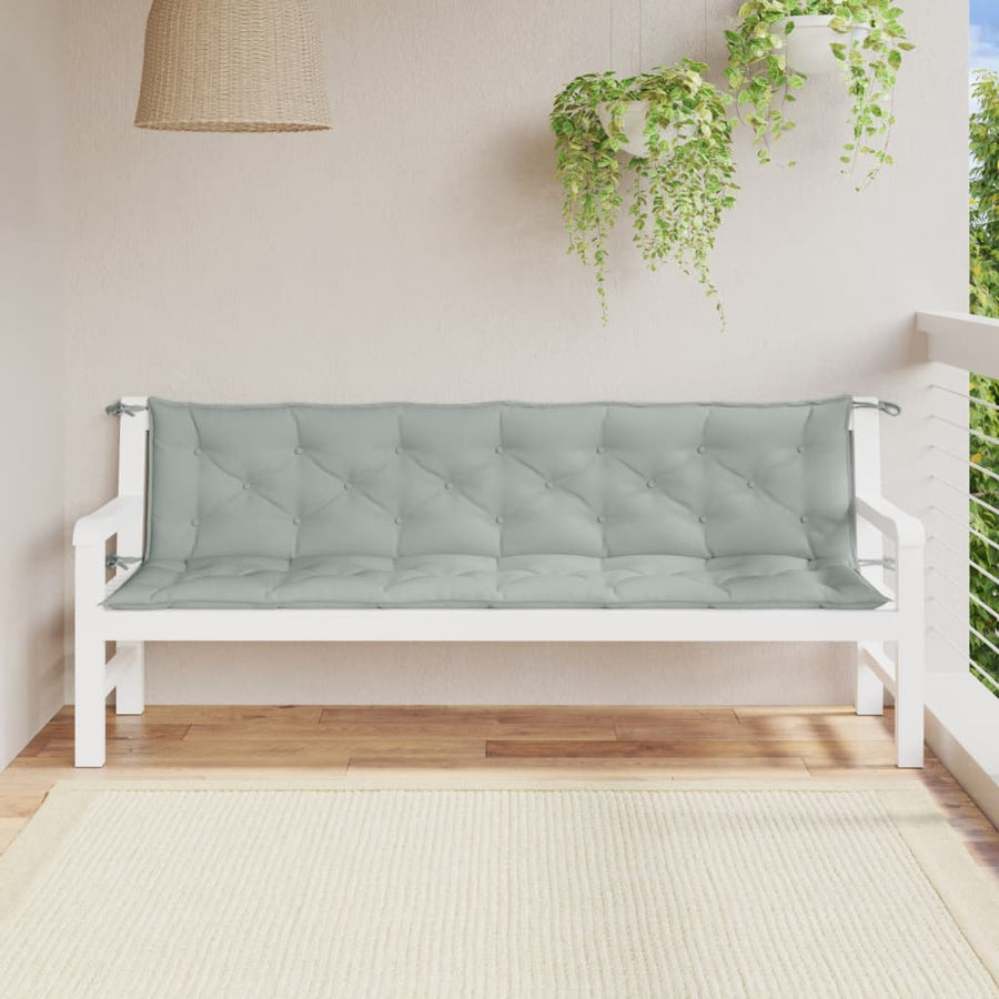Tuinbankkussens 2 st 200x50x7 cm stof gemêleerd lichtgrijs