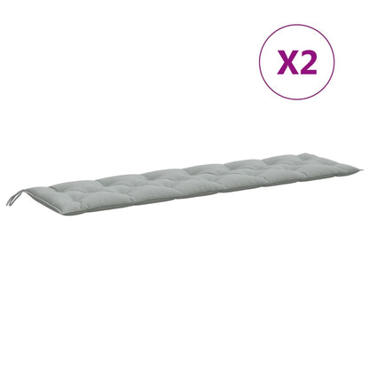 Tuinbankkussens 2 st 200x50x7 cm stof gemêleerd lichtgrijs