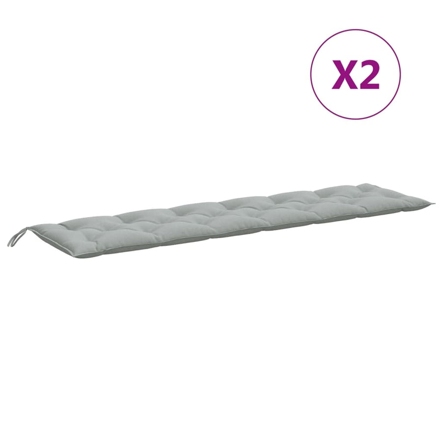 Tuinbankkussens 2 st 200x50x7 cm stof gemêleerd lichtgrijs