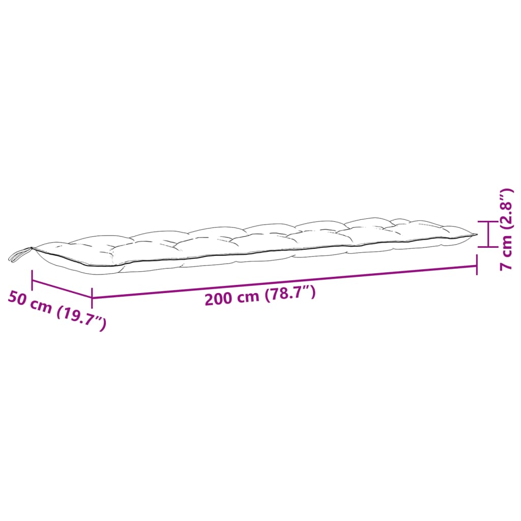 Tuinbankkussens 2 st 200x50x7 cm stof gemêleerd lichtgrijs