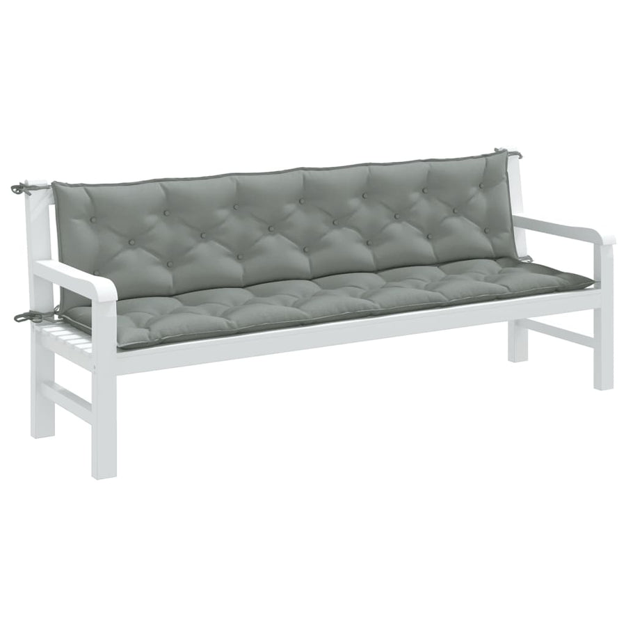 Tuinbankkussens 2 st 200x50x7 cm stof gemêleerd lichtgrijs