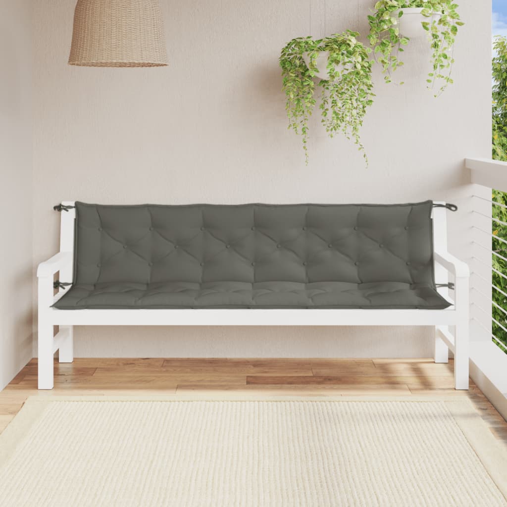 Tuinbankkussens 2 st 200x50x7 cm stof gemêleerd donkergrijs