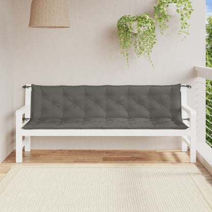 Tuinbankkussens 2 st 200x50x7 cm stof gemêleerd donkergrijs