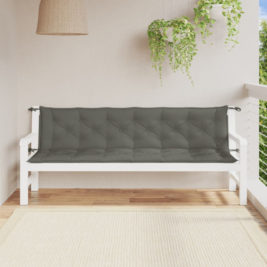 Tuinbankkussens 2 st 200x50x7 cm stof gemêleerd donkergrijs