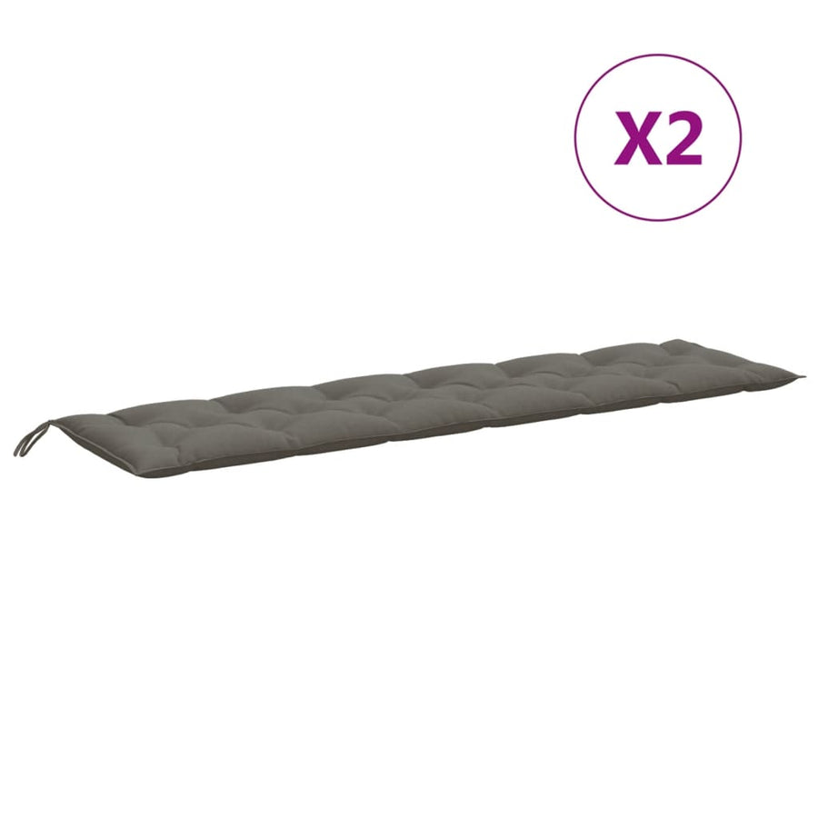 Tuinbankkussens 2 st 200x50x7 cm stof gemêleerd donkergrijs