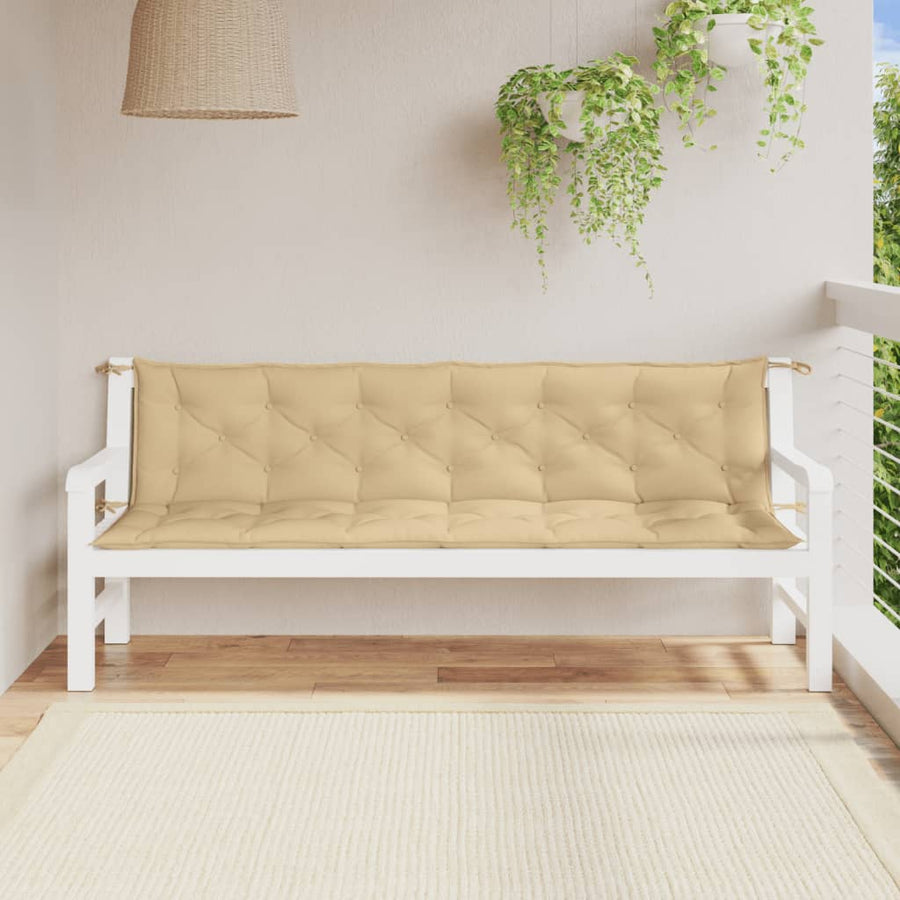 Tuinbankkussens 2 st 200x50x7 cm stof gemêleerd beige