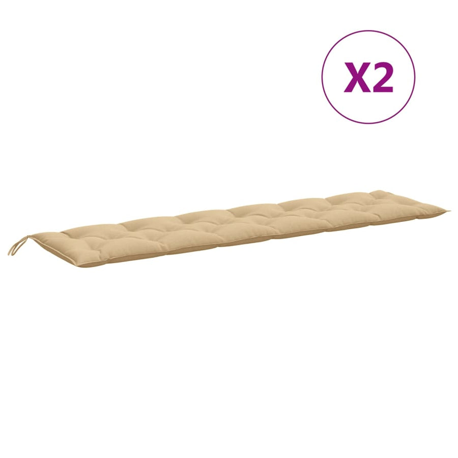 Tuinbankkussens 2 st 200x50x7 cm stof gemêleerd beige