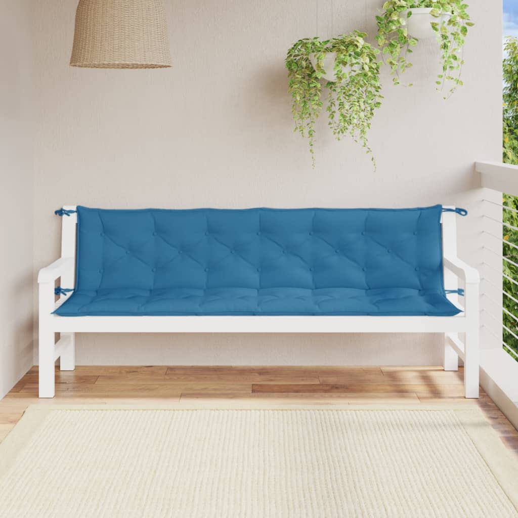 Tuinbankkussens 2 st 200x50x7 cm stof gemêleerd blauw