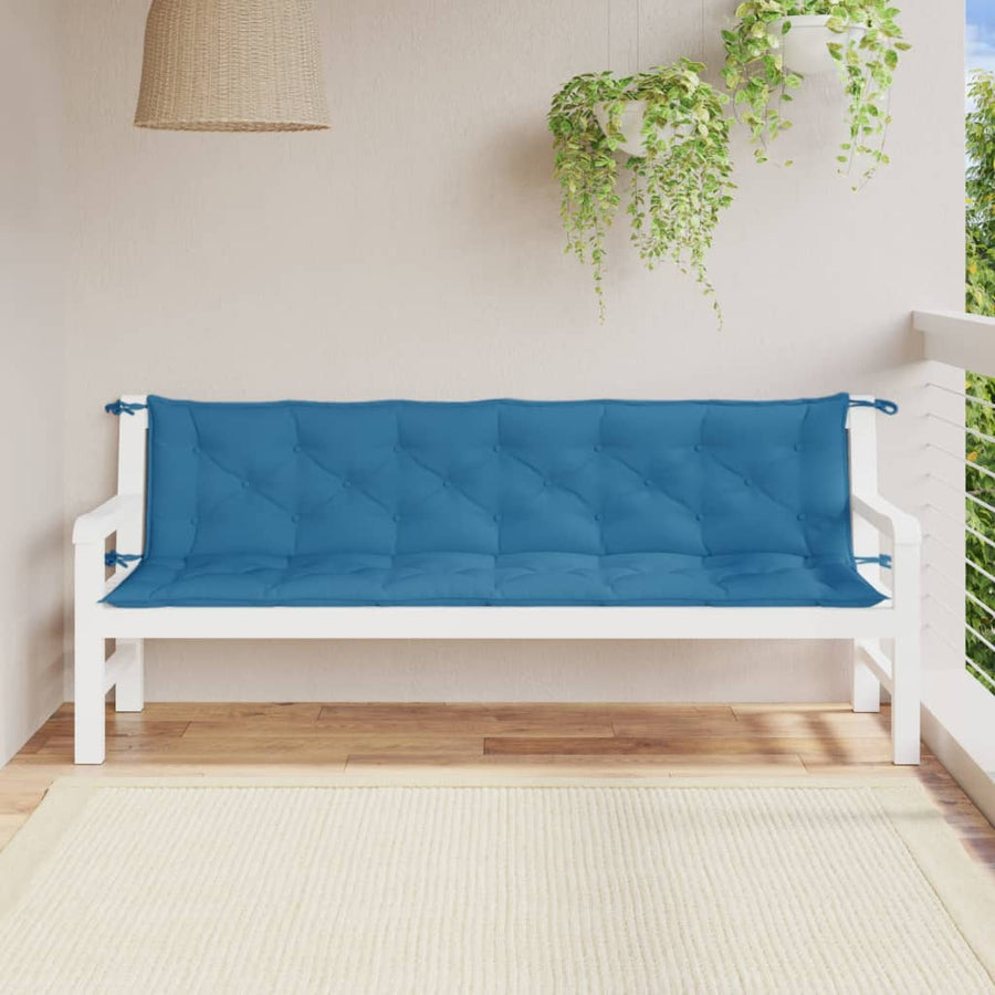 Tuinbankkussens 2 st 200x50x7 cm stof gemêleerd blauw
